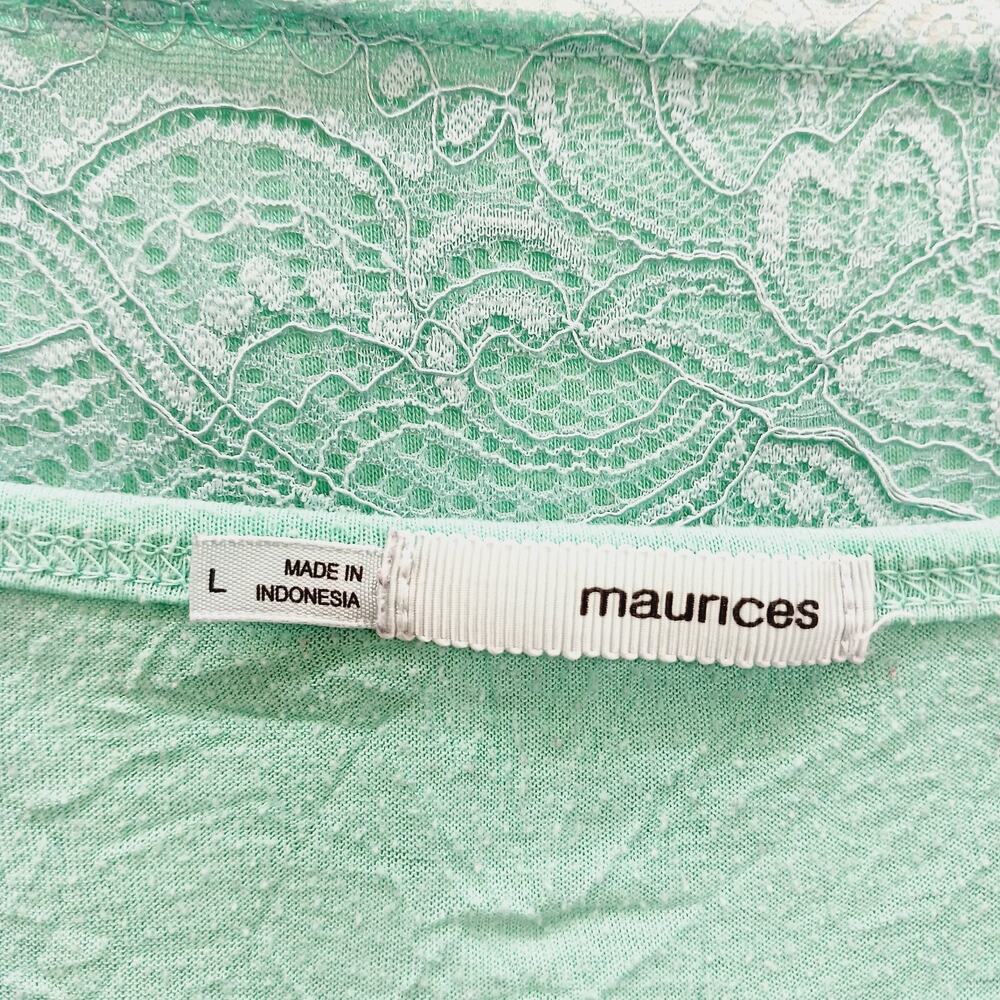 Cami Blouse Top Mint Lace Babydoll Crinkle Fairy Cottagecore Coquette Y2K Size L - Picture 11 of 11
